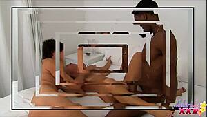 Picnic spread with tanned amateurs