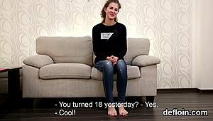 Cuddly Sweetie Spreads Tight Slit for Hardcore Defloration