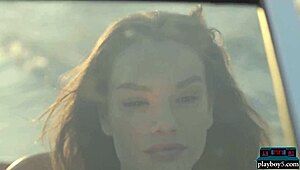 Nipples pierced petite blonde milf Brooke Lorraine strips for Playboy