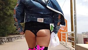 public masturbation leads to intense squirt on the beach