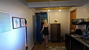 behind the scenes with a slutty blonde in interracial anal