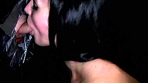 Brunette gets a glory hole interview with a happy ending