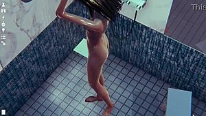 Hentai shower scene with a skinny guy getting fucked