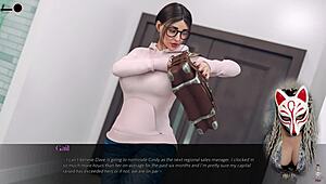 Sexy secretary with huge boobs at work