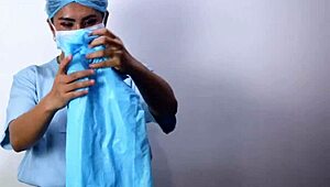 dominafire explores medical glove fetish in asmr session