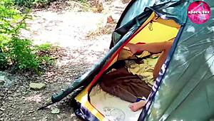 saw solo hentai girl masturbating while camping