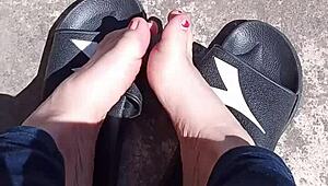 i relax my feet in the sun before pedicure