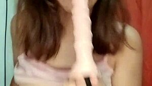 Petite sexy latina gives hot blowjob while massaging her small tits and ass!