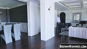 petite ebony teen 18+ getting slammed in the kitchen, want to see her ride?