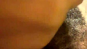 Oski fucks his hairy milf wife wet, she moans.