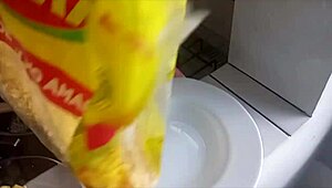 Amateur teen sucking mature cock in blowjob scene