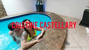 Latina amateur with big tits and tattoo fucking in the pool 😎💦