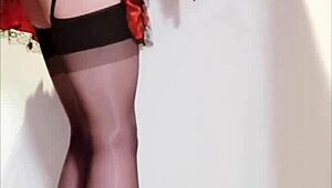 Selena's Shemale Masturbating In Corset