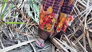 Indian desi village babe bent over for outdoor doggystyle action