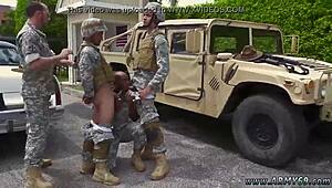 Army Men Engage In Intense Gay Fucking In The Shower, With Explosions And Failures Adding To The Raw Action