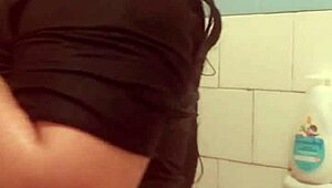 Wow, Strange Wet Arm Fetish in Bath with Small Tits!