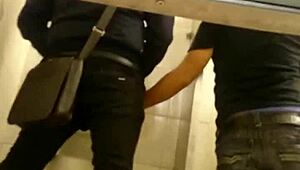 Hidden Gay Action in Public Toilet Encounter