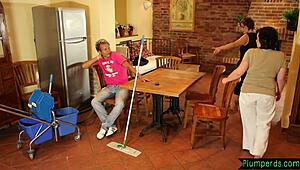 Bbw Duo Dominates Young Guy in Wild Group