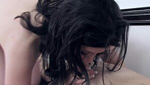 hardcore massage with hot brunette masseuse ends in cum all over