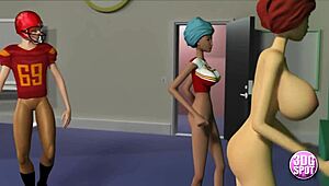 3dgspot - Naughty teen cheerleader rides quarterback's cock in locker room cartoon