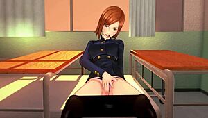 kugisaki nobara, you're moaning so loud during masturbation and sex in this hentai