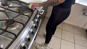 watch me rub my cock on the maid's leggings until i cum?