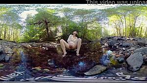 redhead milf carmen december yanks and masturbates with a dildo outdoors