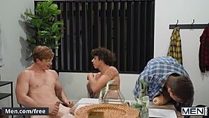 Nate Grimes and Friends Turn Friendsgiving into Wild Raw Gay Fucking Party with Hunks Bent Over and Sucking Monster Cocks