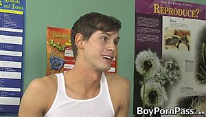 Yo, sweet twinks kissing and banging in classroom action! 🥵