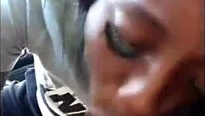 Ebony Chick Sloppily Sucks White Dick With Wet Cumshot