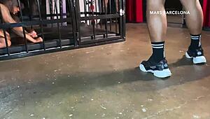 Muscle top Viktor Rom drills me bareback in a gay sex club. Huge cock delivers rough domination with massive creampie.