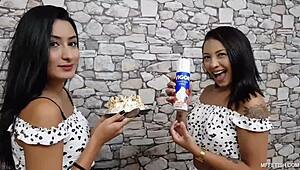 Creamy Kisses in Delicious Latina Lesbian Scene, Wow!