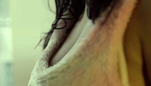 behind the scenes with a hot brunette in interracial porn setting