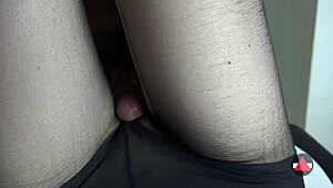 she says, 'feel my thighs fucking you through these pantyhose until you cum.'