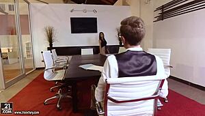 shay evans gives amazing footjob in office