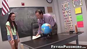 nerdy roxanne rae sucking teacher dick and cumshot in classroom