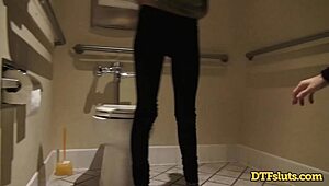 petite janice griffith gets roughly fucked on a backstage toilet