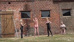 You better not speak while Miss Suzanna Maxwell and Miss Courtney handle their talkative slave outdoors