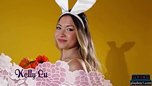 Intriguing: Asian Teen Kelly Lu Strips Hot Body with Pierced Nipples for Playboy