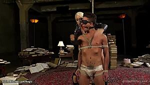 that blindfolded guy got whipped and pegged hard