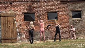 You better not speak while Miss Suzanna Maxwell and Miss Courtney handle their talkative slave outdoors