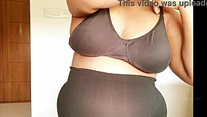 the sexy girl plays with her big tits in this story