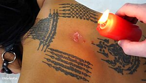 tied up my asian girlfriend for hot wax and spanking, ending with cim