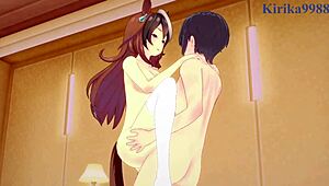 Symboli Rudolf in intense scene from Uma Musume Pretty Derby 3D hentai cartoon.