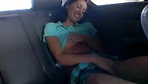 Chloe 18 Reveals Natural Tits While Fingering in Car