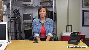 sexy big titted chick grabbed for hardcore banging on desk