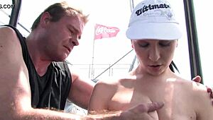 Old European Man Touches Young Girl's Pussy Despite Small Size