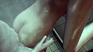 Alien Friend Fucks Girlfriend In Bathroom During 3D Anime Game