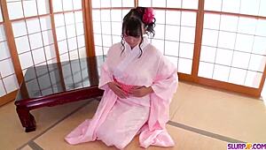 Flawless Blowjob In Kimono Cosplay Ends With Cumshot.