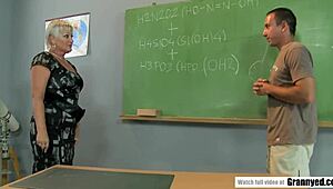 Pervert student bangs mature teacher hard